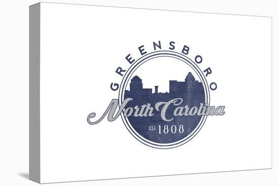 Greensboro, North Carolina - Skyline Seal (Blue)-Lantern Press-Stretched Canvas