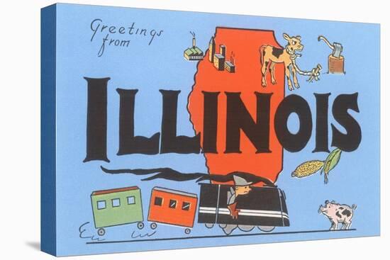 Greetings from Illinois, Cartoon-null-Stretched Canvas