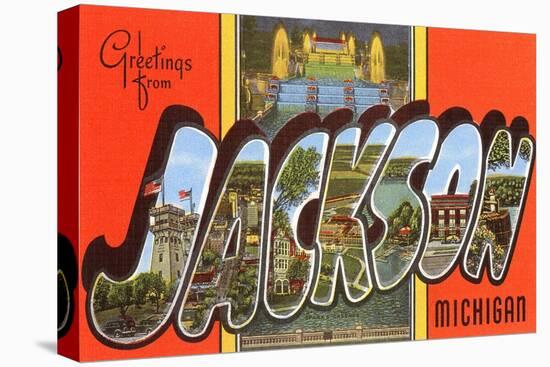 Greetings from Jackson, Michigan-null-Stretched Canvas