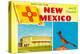 Greetings from New Mexico, Roadrunner and Roundhouse-null-Stretched Canvas