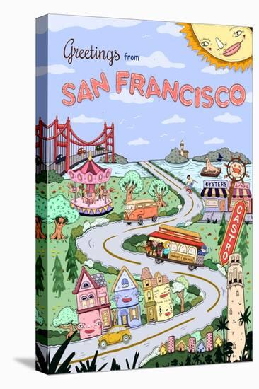 Greetings from San Francisco-Danielle O'Malley-Stretched Canvas