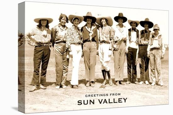 Greetings from Sun Valley, Cowgirls-null-Stretched Canvas