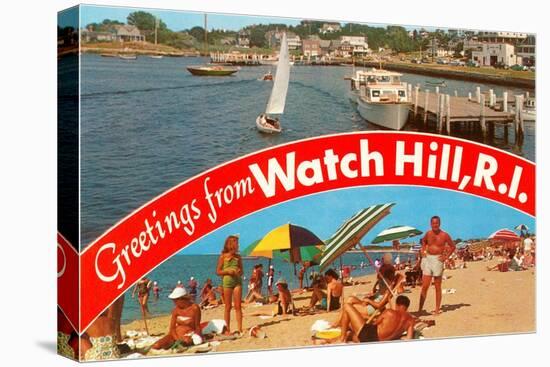 Greetings from Watch Hill, Rhode Island-null-Stretched Canvas