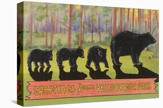 Greetings from Yellowstone National Park, Bears-null-Stretched Canvas