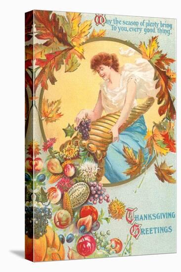 Greetings, Lady with Cornucopia-null-Stretched Canvas