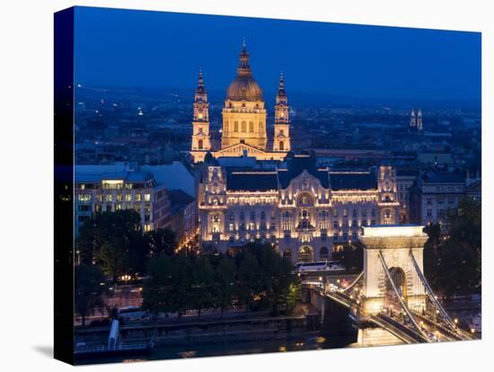 Gresham Palace Lit Up at Night, Budapest, Hungary-Peter Adams-Premier Image Canvas