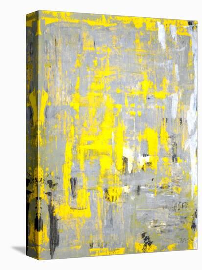 Grey and Yellow Abstract Art Painting-T30Gallery-Stretched Canvas