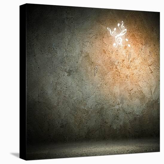 Grey Background Image With Music Note Symbols-Sergey Nivens-Stretched Canvas