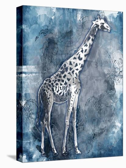 Grey Blue Giraffe-OnRei-Stretched Canvas