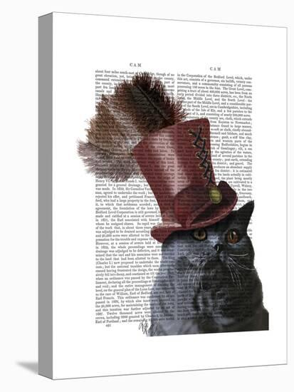 Grey Cat with Steampunk Top Hat-Fab Funky-Stretched Canvas