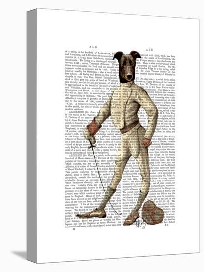 Greyhound Fencer in Cream Full-Fab Funky-Stretched Canvas