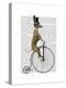 Greyhound on Black Penny Farthing Bike-Fab Funky-Stretched Canvas