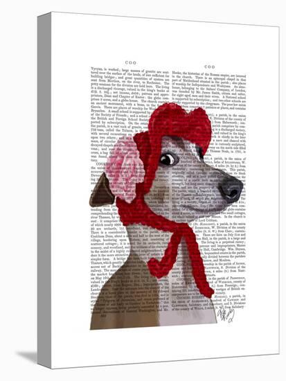 Greyhound with Red Woolly Hat-Fab Funky-Stretched Canvas