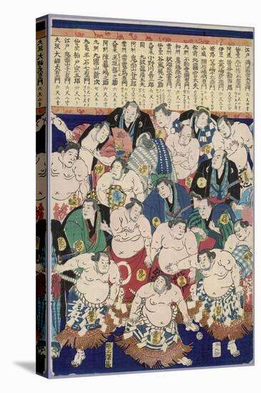 Group of Burly Sumo Wrestlers with Their Oiled Hair in Top Knots and the Yokozuna-null-Premier Image Canvas