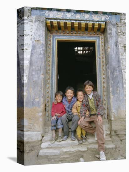 Group of Children from Village, Chedadong, Tibet, China-Doug Traverso-Premier Image Canvas