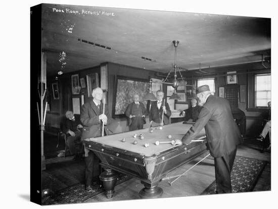Group of Gentlemen Playing Pool at Billiards Hall Photograph-Lantern Press-Stretched Canvas