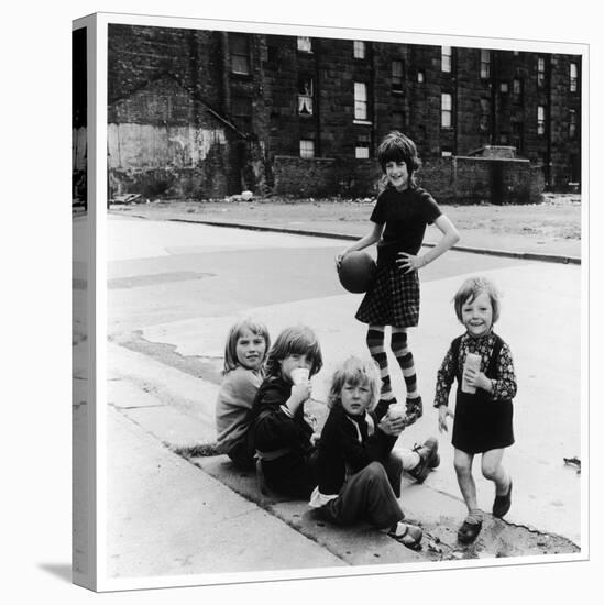 Group of Girls in an East Glasgow Street, Scotland-Henry Grant-Premier Image Canvas