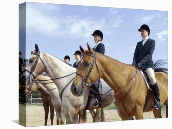 Group of Jockeys Sitting on Horses-null-Premier Image Canvas