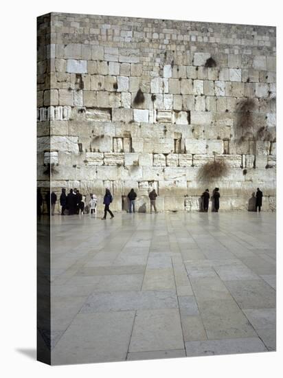 Group of People Praying in Front of a Wall, Western Wall, Old City, Jerusalem, Israel-null-Premier Image Canvas