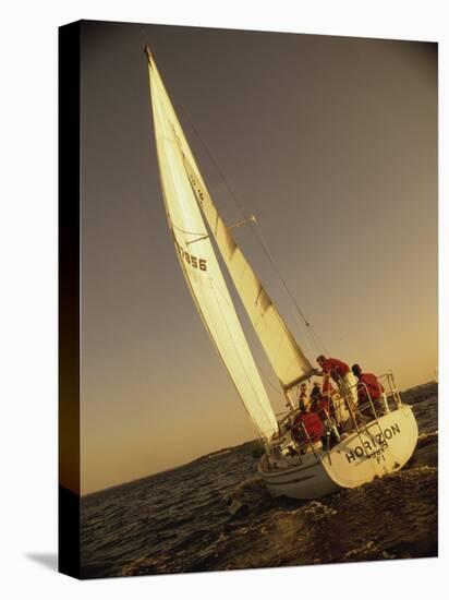 Group of People Sailing on a Sailboat-null-Premier Image Canvas