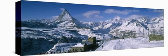 Group of People Skiing Near a Mountain, Matterhorn, Switzerland-null-Premier Image Canvas