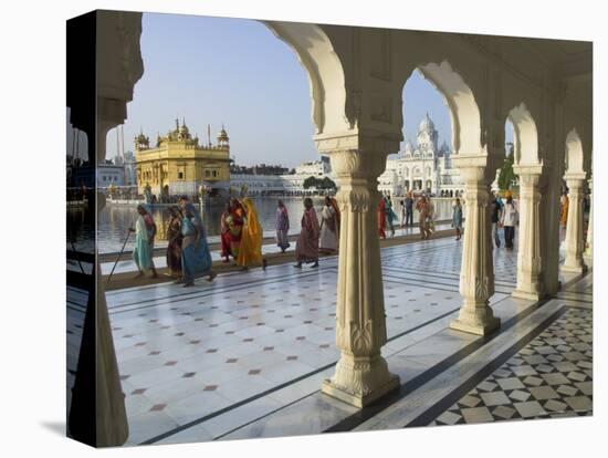 Group of Sikh Women Pilgrims Walking Around Holy Pool, Golden Temple, Amritsar, Punjab State, India-Eitan Simanor-Premier Image Canvas