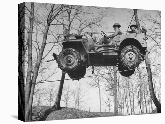 Group of Us Soldiers Pulling a Jeep over a Ravine Using Ropes while on Maneuvers-William C^ Shrout-Premier Image Canvas