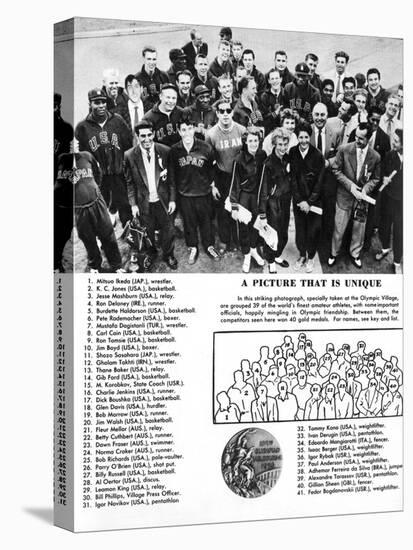 Group Photograph of 39 Athletes and Winners of 40 Gold Medals at the 1956 Melbourne Olympics-null-Premier Image Canvas