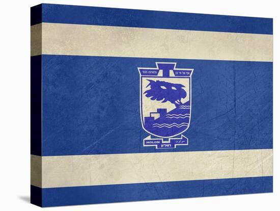 Grunge City Of Holon Flag From State Of Israel In Official Colours-Speedfighter-Stretched Canvas