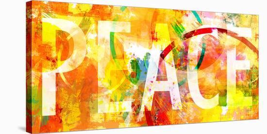 Grunge Collage With Peace Typo-null-Stretched Canvas