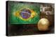 Grunge Flag Of Brasil On The Wall And Ball-yuran-78-Stretched Canvas