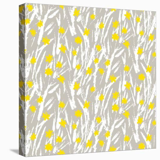 Grunge Pattern with Small Hand Drawn Flowers-tukkki-Stretched Canvas