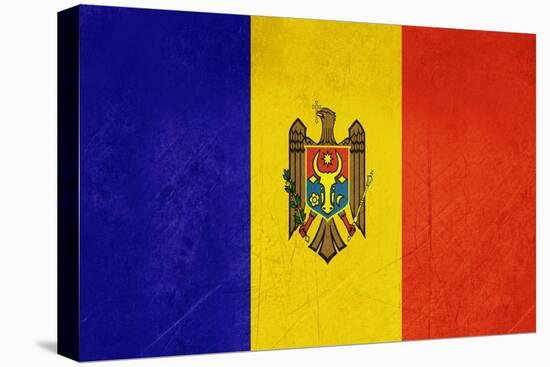 Grunge Sovereign State Flag Of Country Of Moldova In Official Colors-Speedfighter-Stretched Canvas