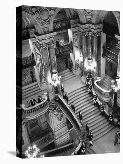 Guards Lining the Grand Staircase at the Victory Ball Held at the Paris Opera House-David Scherman-Premier Image Canvas