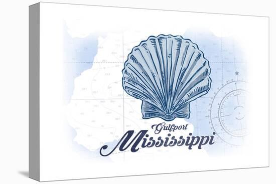 Gulfport, Mississippi - Scallop Shell - Blue - Coastal Icon-Lantern Press-Stretched Canvas