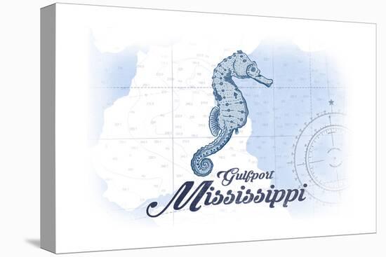 Gulfport, Mississippi - Seahorse - Blue - Coastal Icon-Lantern Press-Stretched Canvas