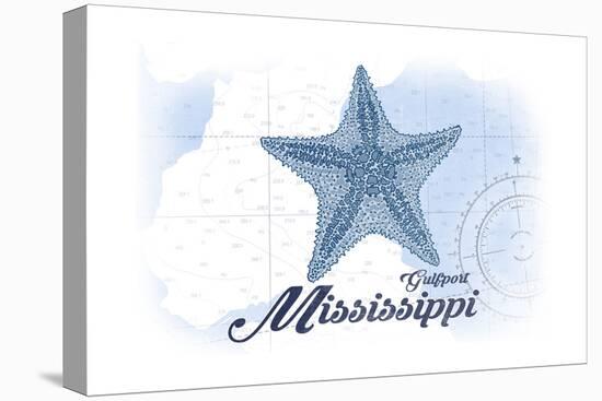 Gulfport, Mississippi - Starfish - Blue - Coastal Icon-Lantern Press-Stretched Canvas