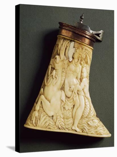 Gunpowder Flask in Carved Ivory with Nymph and Horse, Ca 1570, Italy, 16th Century-null-Premier Image Canvas