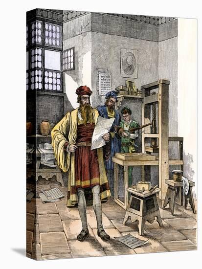 Gutenberg and Fust with the First Printing Press, Germany, 1450s-null-Premier Image Canvas