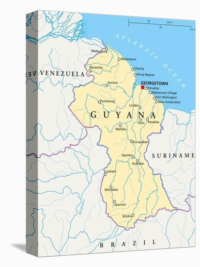 Guyana Political Map-Peter Hermes Furian-Stretched Canvas