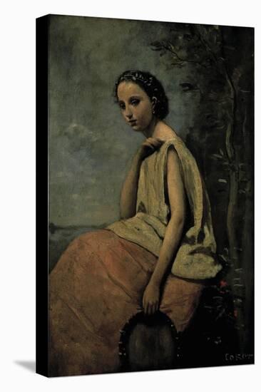 Gypsy Woman With Tambourine-Jean-Baptiste-Camille Corot-Premier Image Canvas