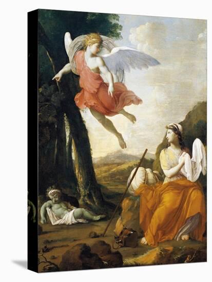 Hagar and Ishmael Saved by an Angel-Eustache Le Sueur-Premier Image Canvas