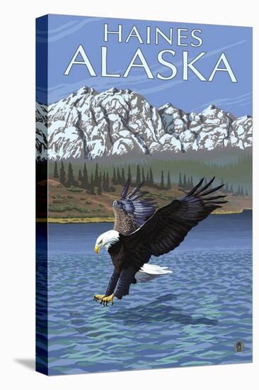 Haines, Alaska, Eagle Fishing-Lantern Press-Stretched Canvas