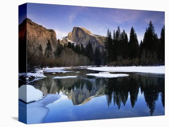 Half Dome Above River and Winter Snow, Yosemite National Park, California, USA-David Welling-Premier Image Canvas