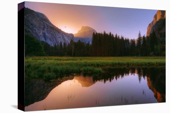 Half Dome Morning Light Beam and Reflection, Cooks Meadow, Yosemite Valley-Vincent James-Premier Image Canvas