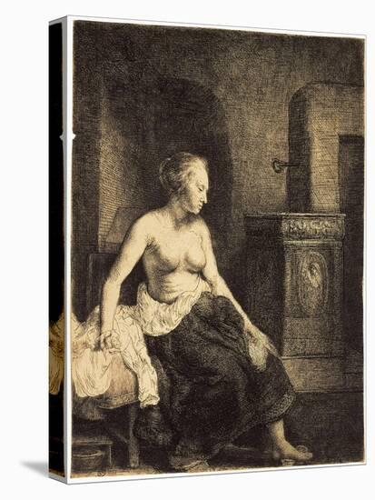 Half-Naked Woman by a Stove, 1658-Rembrandt van Rijn-Premier Image Canvas