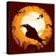 Halloween - Crow in Halloween Night-ori-artiste-Stretched Canvas