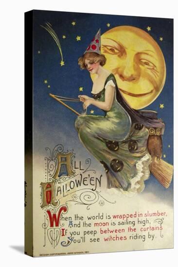 Halloween Witch Greendress Moon-Vintage Apple Collection-Premier Image Canvas