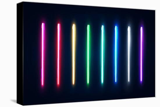 Halogen or Led Light Lamps Elements Pack for Night Party or Game Design. Neon Light Tubes Set. Colo-julkirio-Premier Image Canvas