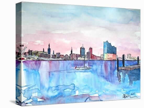 Hamburg Harbour Skyline and Elbe Philharmonic Hall-Markus Bleichner-Stretched Canvas